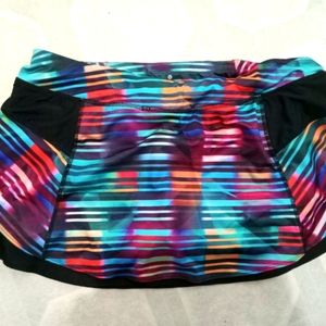 Athleta Laser Beam Bustle Skort Skirt Women's  Xlarge  Multicolored Print Lined